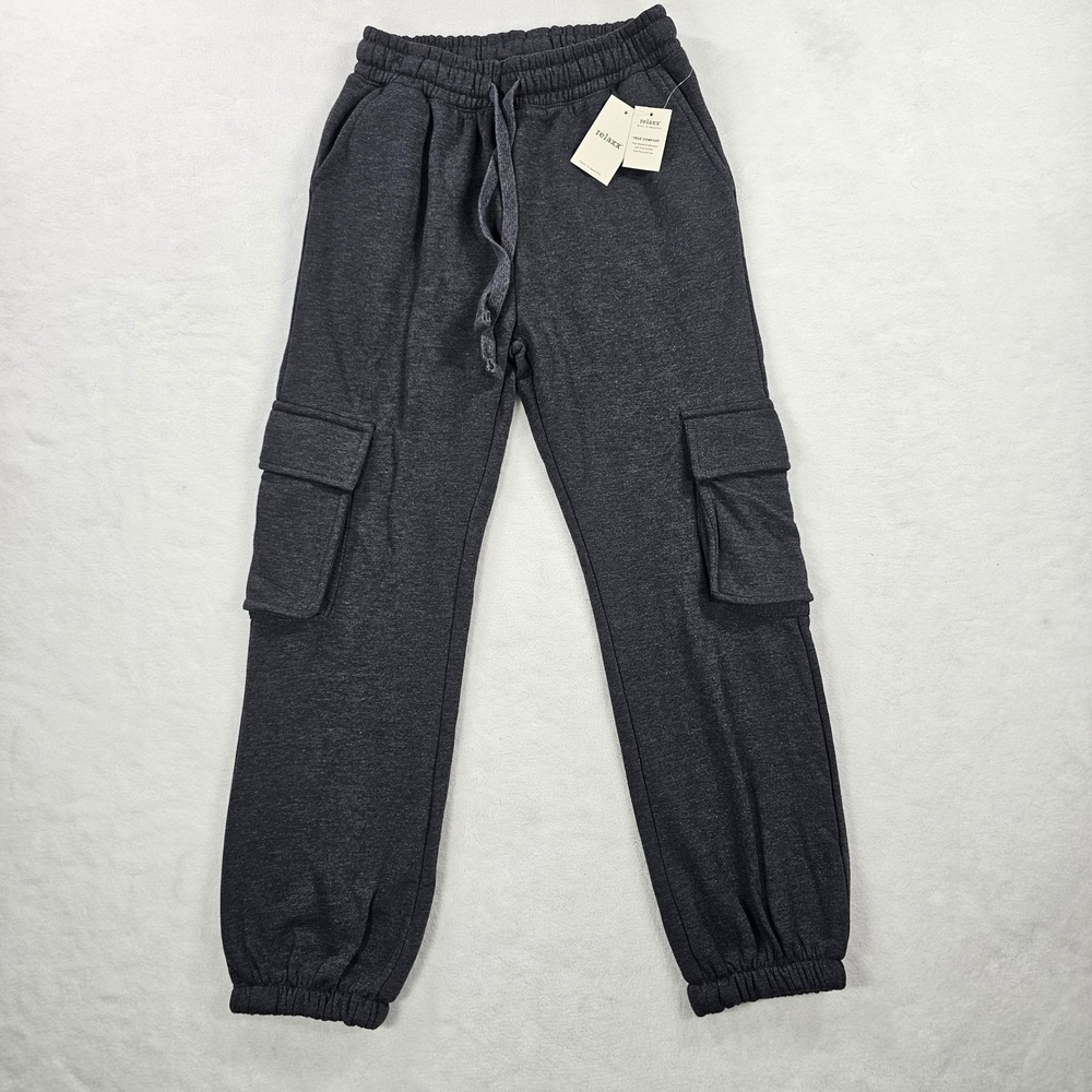 Relaxx Mens Charcoal Gray Cargo Jogger Sweatpants LP5936 Size M NWT